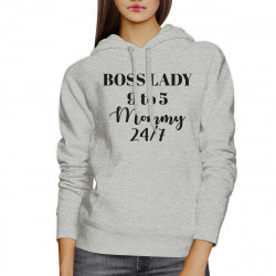 Boss Lady Mommy Gray Hoodie Mothers Day Funny Gift Ideas For Wife