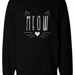Meow Cute Kitty face Women's Sweatshirt Crewneck Pullover Fleece Sweaters Cat Lovers