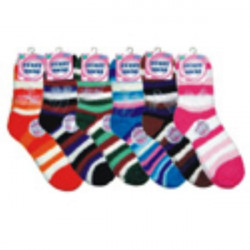 Women's Stripe Fuzzy Crew Socks Case Pack 72