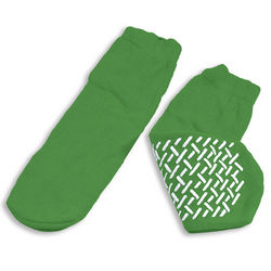 Slipper Socks; Med Green Pair Men's 5-6  Wms 6-7 Child 7-11