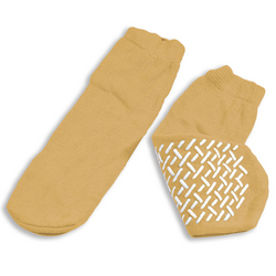 Slipper Socks; XL Beige Pair Men's  10-12  Wms 11-13